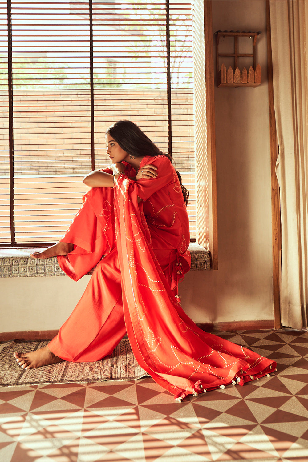 Red Bandhani Kurta set | TCT-693