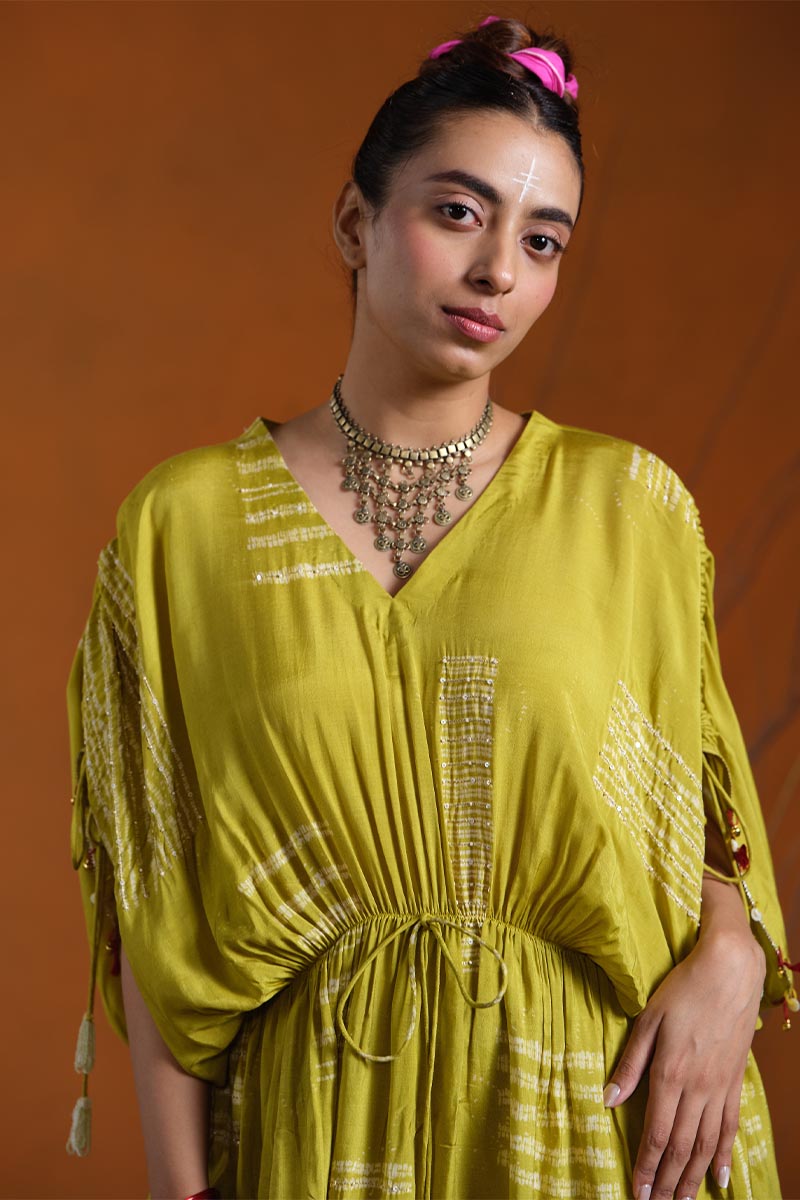 Lime Green Kaftan Co-ord set | TCT-751