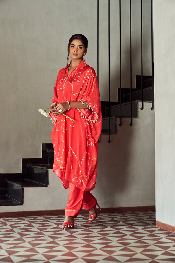 Red bandhani Co-ord set | TCT-646