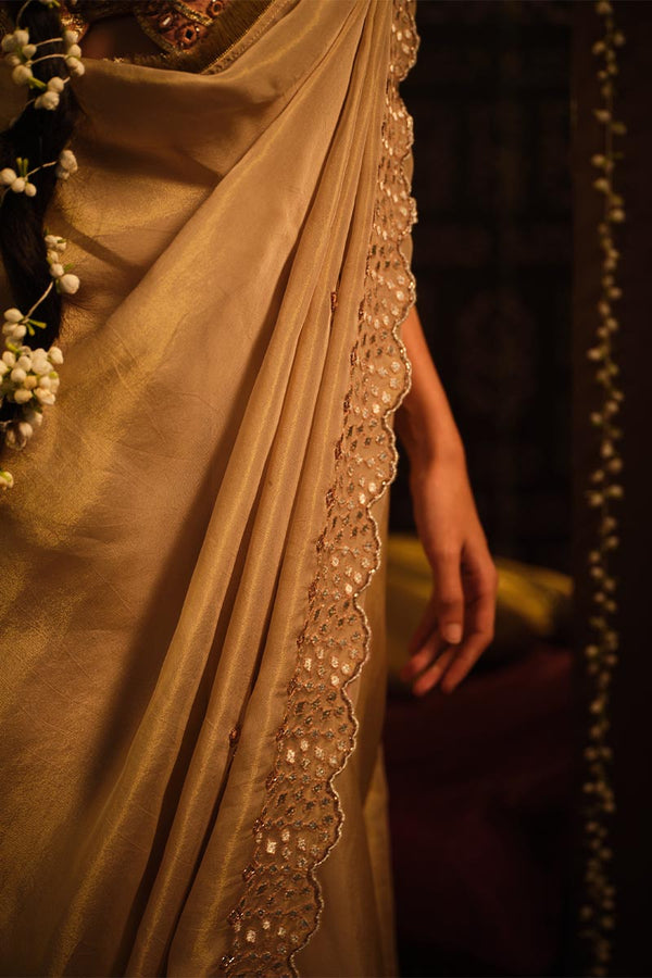 Blush Pink Bustier with Drape saree | TCT-764