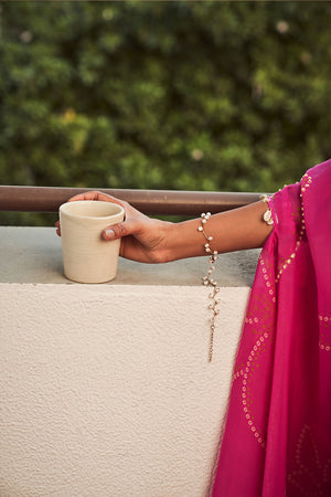 Pink Bandhani Jumpsuit with Cape | TCT-660