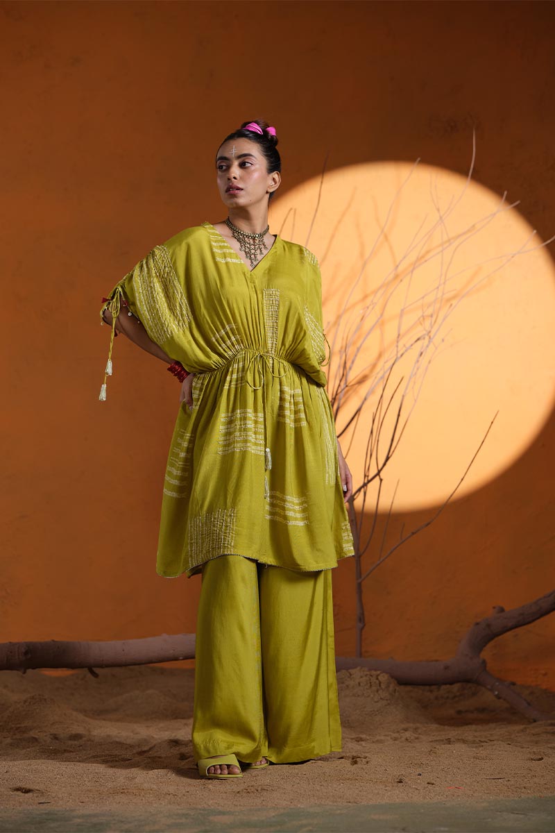 Lime Green Kaftan Co-ord set | TCT-751