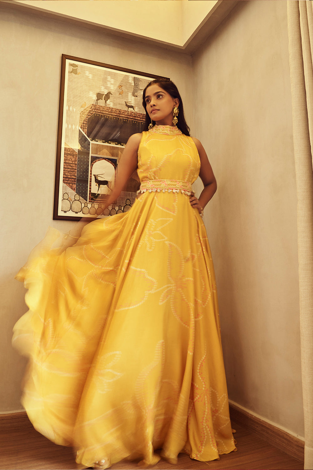 Yellow Bandhani Gown | TCT-662