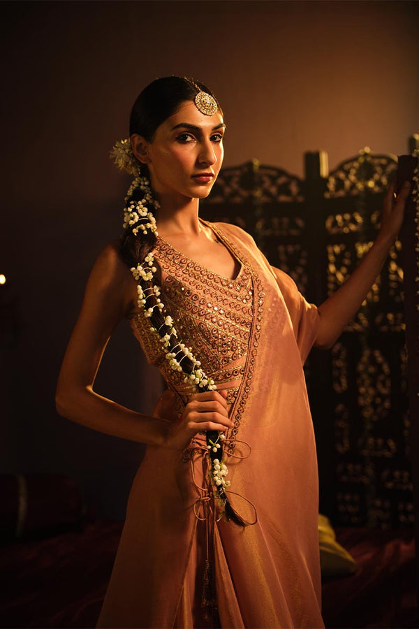 Blush Pink Lehanga set with Drape | TCT-759