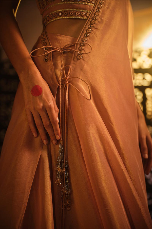 Blush Pink Lehanga set with Drape | TCT-759