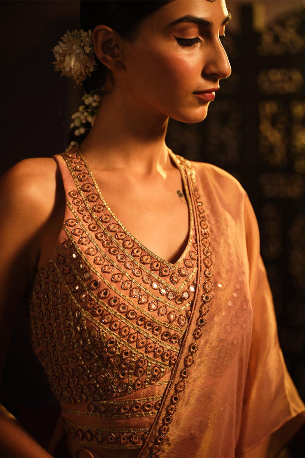 Blush Pink Lehanga set with Drape | TCT-759